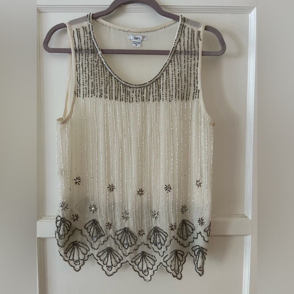 Bar III Sheer beaded top